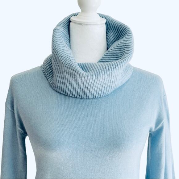 Loft Tunic Sweater Petite Dusty Blue Cowl Hi Low Hem Soft Tunic Sweater XSP NEW - Picture 4 of 11